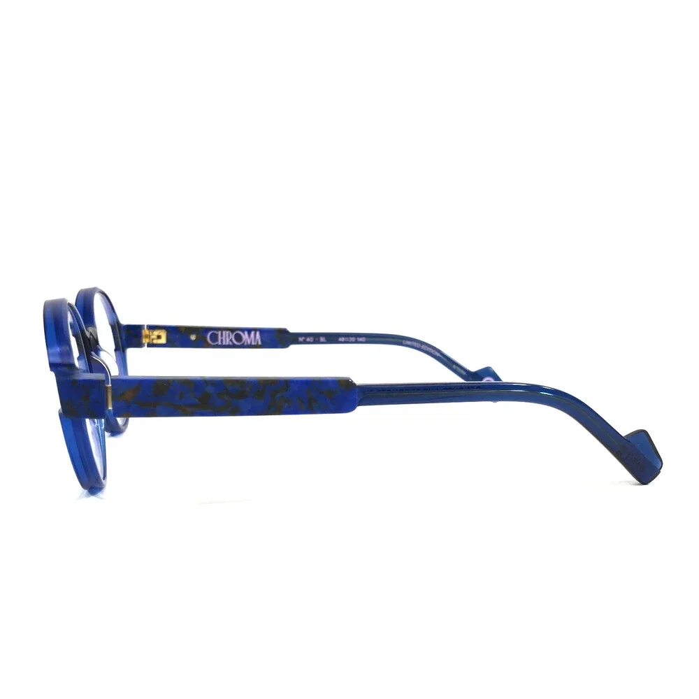 Etnia Barcelona Eyeglasses Frames CHROMA N40 BL Royal Blue Round 48-20-140